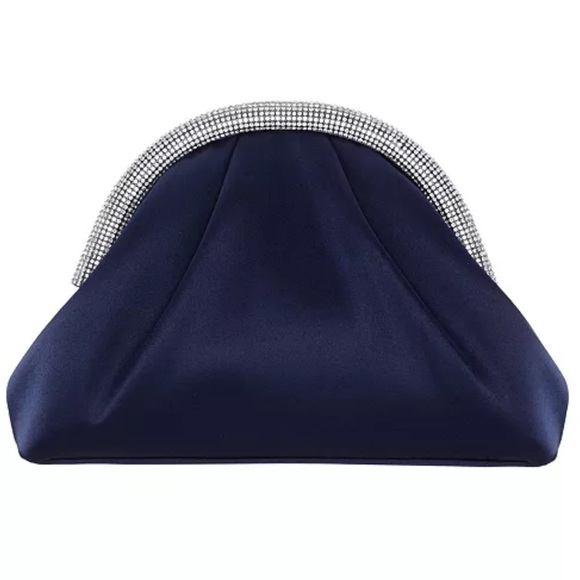 Nina Navy Blue Clutch with Silver Accents - Picture 1 of 5
